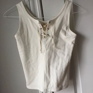 Hollister white lace up tank top
